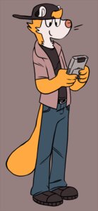 Rating: Safe Score: 0 Tags: 4_fingers anthro arms_bent backwards_baseball_cap backwards_hat baseball_cap belt biped black_eyes bottomwear claws clothed clothing denim denim_bottomwear denim_clothing e621 electronics fingers footwear fully_clothed fur furgonomics game_boy game_boy_cartridge game_boy_console game_boy_family game_cartridge game_console game_media gaming grey_background gulonine hair hair_through_hat handheld handheld_console hat headgear headwear holding_console holding_game_boy holding_object jeans legs_together looking_down male mammal marten mustelid musteline nintendo nintendo_console orange_body orange_fur pants pink_nose playing_video_game shirt shoes simple_background smile solo standing storage_media straight_legs tail toony topwear vasuki white_body white_fur User: bunchy7s