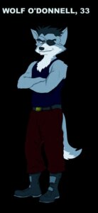 Rating: Safe Score: 0 Tags: a_fox_in_space anthro belt biped black_background boots bottomwear canid canine canis character_name clothed clothing crossed_arms e621 eye_patch eyewear footwear fredryk_phox fully_clothed fur grey_body grey_fur hi_res looking_at_viewer male mammal nintendo pants shirt shoes simple_background smile solo standing star_fox tail tank_top text topwear white_body white_fur wolf wolf_o'donnell User: bunchy7s