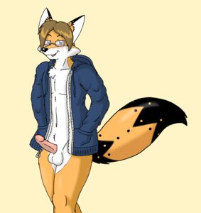 Rating: Explicit Score: 0 Tags: anthro balls canid canine clothing e621 erection eyewear fox genitals glasses jacket male mammal nude penis red_fox smsfoxx solo steve_(smsfoxx) topwear true_fox User: bunchy7s