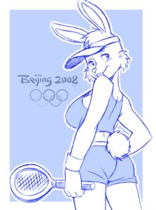 Rating: Safe Score: 0 Tags: 2008_beijing_olympics anthro big_breasts breasts e621 fabio_paulino female lagomorph leporid mammal olympics rabbit rear_view side_boob solo sport tennis tennis_racket User: bunchy7s