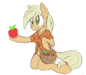 Rating: Safe Score: 0 Tags: anthro anthrofied apple applejack_(mlp) basket blonde_hair breasts clothing container cutie_mark e621 earth_pony equid equine female food freckles friendship_is_magic fruit green_eyes hair hasbro horse long_hair mammal my_little_pony navel plant pony shirt simple_background smile solo tg-0 topwear User: bunchy7s
