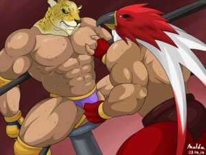 Rating: Questionable Score: 0 Tags: 2014 4:3 5_fingers abs animal_head animal_humanoid animal_mask avian beak bird bodily_fluids clenched_teeth clothing competition cosplay crossover duo e621 fatal_fury felid fingers for_a_head garou:_mark_of_the_wolves gloves grasp handwear headgear human humanoid inside jockstrap king_(tekken) king_of_fighters leopard leopard_mask maldu male male/male mammal manly mask muscular narrowed_eyes nipples pantherine pecs raised_arm sexual_competition sexual_fight sharp_teeth sitting snk spread_legs spreading squint standing sweat teeth tekken tizoc underwear wrestler User: bunchy7s