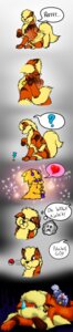 Rating: Safe Score: 0 Tags: absurd_res ambiguous_gender arcanine canid canine comic dialogue e621 feral generation_1_pokemon generation_5_pokemon heart_symbol hi_res joltik long_image mammal nintendo pictographics pokeball pokemon pokemon_(species) rufflet spiritofthegauntlets standard_pokeball tall_image text User: bunchy7s
