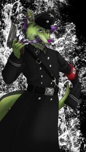 Rating: Safe Score: 0 Tags: anthro canid canine canis clothing e621 fur green_body green_fur gun heterochromia holding_gun holding_object holding_ranged_weapon holding_weapon male mammal nazi open_mouth ranged_weapon solo tail tongue undead uniform weapon wolf zombie zombied User: bunchy7s