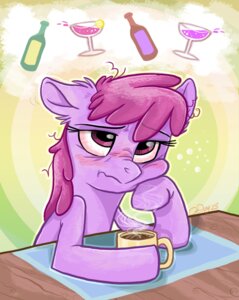 Rating: Safe Score: 0 Tags: 2013 alcohol berry_punch_(mlp) beverage bloodshot_eyes blush bottle candy chocolate cocktail cocktail_glass coffee coffee_mug container cup dessert drinking_glass e621 earth_pony equid equine eyelashes female feral food friendship_is_magic frown furniture glass glass_container glass_cup graystripe64 hair hasbro holding_container holding_cup holding_object horse hot_chocolate hungover liquor looking_at_viewer mammal martini messy_hair my_little_pony pony purple_eyes sitting solo steam table wine wood User: bunchy7s