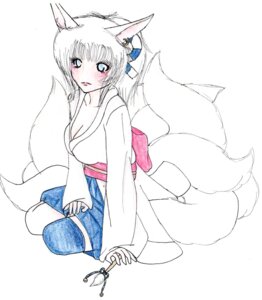 Rating: Safe Score: 0 Tags: anthro bell blue_eyes brush canid canine e621 ear_piercing female fox hair mammal midorikazeneko multi_tail piercing pose ribbons simple_background solo tail white_background white_hair User: bunchy7s