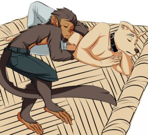 Rating: Safe Score: 0 Tags: anthro bottomwear canid canine canis clothed clothing collar domestic_dog duo e621 eyes_closed feet fur furgonomic_bottomwear furgonomics hair haplorhine harley_(mitarashi) hindpaw lying male mammal mitarashi monkey navel nipples on_side paws prehensile_feet primate ryland_(mitarashi) sleeping tail tail_button_bottoms tail_clothing toes topless User: bunchy7s