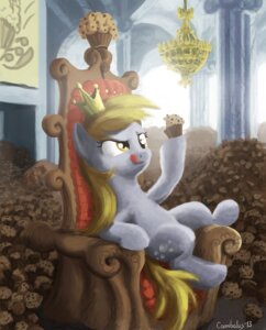 Rating: Safe Score: 0 Tags: 2013 blonde_hair cannibalus chair chandelier crown cutie_mark derp_eyes derpy_hooves_(mlp) e621 equid equine female food friendship_is_magic furniture gold_(metal) hair hasbro headgear horse mammal muffin my_little_pony pillar pony sitting solo throne tongue tongue_out yellow_eyes User: bunchy7s