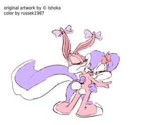 Rating: Questionable Score: 0 Tags: accessory anthro babs_bunny bedroom_eyes bow_(feature) bow_accessory bow_ribbon butt duo e621 ear_accessory ear_bow ear_ribbon english_text female female/female fifi_la_fume hair hair_accessory hair_bow hair_ribbon half-closed_eyes hand_behind_back interspecies ishoka lagomorph leporid looking_at_viewer looking_back mammal mephitid narrowed_eyes purple_hair rabbit rear_view ribbons rubbing russek1987 seductive simple_background skunk smile smirk striped_skunk tail text tiny_toon_adventures twin_bows twin_ear_bows warner_brothers white_background User: bunchy7s