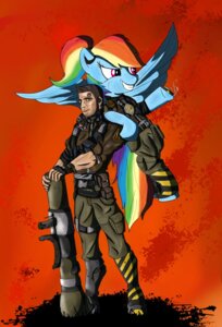 Rating: Safe Score: 0 Tags: 2k_games axton belt blue_body blue_feathers blue_fur boots borderlands cigar clothing crossover duo e621 equid feathered_wings feathers female footwear friendship_is_magic fur hair hasbro human jacket male mammal multicolored_hair my_little_pony partners rainbow_dash_(mlp) rainbow_hair ranged_weapon rocket_launcher shoes smile tail topwear unknown_artist weapon wings User: bunchy7s