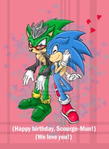 Rating: Safe Score: 0 Tags: anthro archie_comics birthday blue_body blue_eyes blue_fur clothing crown duo e621 english_text eulipotyphlan eyewear footwear fur gloves green_body handwear happy_birthday headgear heart_symbol hedgehog jacket leather leather_clothing leather_jacket leather_topwear male mammal marillmatey scar scourge_the_hedgehog sega shoes side_mouth sonic_the_hedgehog sonic_the_hedgehog_(archie) sonic_the_hedgehog_(comics) sonic_the_hedgehog_(series) sunglasses text topwear User: bunchy7s
