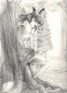 Rating: Safe Score: 0 Tags: 2007 alternate_version_at_source anthro biped canid canine claws detailed_background dipstick_ears e621 ear_markings forest fox fur greyscale hibbary male mammal markings merging monochrome multicolored_ears nude outside plant smile solo toe_claws traditional_media_(artwork) tree trickster whiskers wood User: bunchy7s