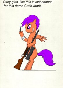 Rating: Safe Score: 0 Tags: ammunition band-aid bandage e621 english_text equid equine feathered_wings feathers female friendship_is_magic gun hasbro hi_res mammal my_little_pony mythological_creature mythological_equine mythology orange_body orange_feathers pegasus purple_eyes ranged_weapon rifle scootaloo_(mlp) simple_background solo tail text unknown_artist weapon white_background wings User: bunchy7s Rating: Safe Score: 0 Tags: ammunition band-aid bandage e621 english_text equid equine feathered_wings feathers female friendship_is_magic gun hasbro hi_res mammal my_little_pony mythological_creature mythological_equine mythology orange_body orange_feathers pegasus purple_eyes ranged_weapon rifle scootaloo_(mlp) simple_background solo tail text unknown_artist weapon white_background wings User: bunchy7s