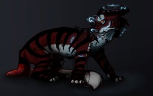 Rating: Questionable Score: 0 Tags: 16:10 ambiguous_gender angry black_nose blood bodily_fluids e621 electricity felid feral fur grey_background horn looking_at_viewer mammal october_(octobertiger) octobertiger orange_eyes red_body red_fur simple_background solo stripes white_body white_fur widescreen User: bunchy7s