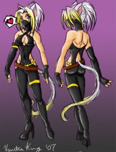 Rating: Safe Score: 0 Tags: 2007 4_fingers alternative_fashion animal_humanoid animal_tail athletic athletic_female athletic_humanoid back_groove belt black_clothing black_fingerless_gloves black_gloves black_handwear blonde_hair blue_eyes boots breasts brown_belt butt cat_humanoid cat_tail cleavage cleavage_cutout clothed clothing cutout e621 energyrain felid felid_humanoid feline feline_humanoid female fingerless_gloves fingers footwear front_view fully_clothed gloves gradient_background hair handwear heart_symbol high_heeled_boots high_heels humanoid light_body light_skin looking_at_viewer mammal mammal_humanoid mask medium_breasts multicolored_hair ninja purple_background rear_view seductive shoes shoulder_blades simple_background skimpy skin_tight_suit solo speech_bubble standing stiletto_heels tail tan_body tan_skin tight_clothing two_tone_hair ventral_groove warrior white_hair white_tail yellow_tail User: bunchy7s