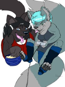 Rating: Questionable Score: 0 Tags: 2014 3:4 4_toes anthro big_breasts blue_eyes blue_hair breasts canid canine canis cigarette claws cleavage clothed clothing digital_media_(artwork) duo e621 ear_piercing facial_piercing feet female fenni food frozen_over fur gaming green_eyes hair leg_warmers legwear lip_piercing mammal multi_tail open_mouth pawpads paws piercing shirt simple_background smoking tail tank_top toes tongue topwear underwear wolf User: bunchy7s