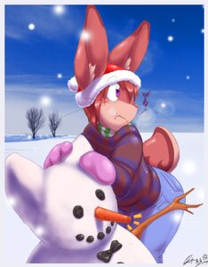 Rating: Safe Score: 0 Tags: 0r0ch1 anthro big_butt bottomwear bow_(feature) bow_tie breath butt button_(fastener) carrot christmas christmas_clothing christmas_headwear clothed clothing coal cold crumbs denim denim_bottomwear denim_clothing e621 eating food fully_clothed gloves grin handwear hat headgear headwear holidays jeans kyari lagomorph leporid male mammal markings musical_note musical_symbol outside pants plant pom_hat purple_eyes rabbit santa_hat scarf signature sky smile sneaky snow snowing snowman solo stick stripes sweater symbol the_snowman_destroyer topwear tree tribal tribal_markings vegetable wide_hips winter wood User: bunchy7s