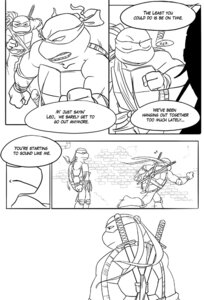 Rating: Safe Score: 0 Tags: anthro comic dialogue duo e621 english_text leonardo_(tmnt) male monochrome multiple_scenes raphael_(tmnt) reptile scalie sneefee teenage_mutant_ninja_turtles text turtle User: bunchy7s