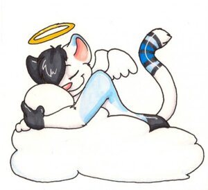 Rating: Safe Score: 0 Tags: 2009 chibi cloud domestic_cat e621 eyes_closed feathered_wings feathers felid feline felis halo heaven low_res male mammal simple_background solo tail white_background wings xk2x zander_oro User: bunchy7s