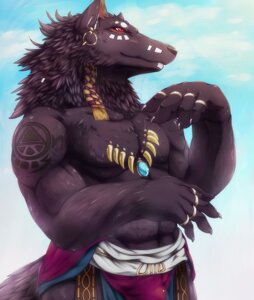 Rating: Questionable Score: 0 Tags: abs anthro athletic biceps biped black_body black_fur black_nose bottomwear bulge canid canine canis claws clothed clothing collar e621 ear_piercing fur grin jewelry kemono korosuke loincloth male mammal markings muscular muscular_anthro necklace outside pecs pendant piercing pose red_eyes ring sky smile solo standing tattoo topless tribal wolf 狐狼助 User: bunchy7s