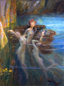 Rating: Questionable Score: 0 Tags: 1927 20th_century ancient_art breasts butt convenient_censorship e621 european_mythology female female/female flower formal_art gaston_bussiere greek_mythology group hair human long_hair looking_at_viewer mammal mythology navel nereid nipples nude nymph outdoor_nudity painting_(artwork) plant the_nereides_(painting) traditional_media_(artwork) water water_nymph User: bunchy7s