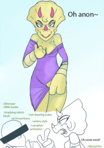 Rating: Questionable Score: 0 Tags: android anon anthro blush bone_frill breasts censor_bar censored censored_face ceratopsian ceratopsid chasmosaurine cleavage clothed clothing dinosaur duo e621 english_text female frill_(anatomy) horn kl0ndike kung_fu_dino_posse lola_(kfdp) machine marginocephalian non-mammal_breasts ornithischian prehistoric_species reptile robot scalie text triceratops undressing User: bunchy7s
