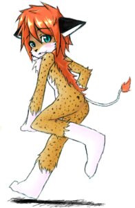 Rating: Safe Score: 0 Tags: anthro biped blue_eyes butt cheetah e621 felid feline female fur hair looking_at_viewer mammal markings monoai orange_hair pose red_hair short_hair solo spots spotted_body spotted_fur standing tail User: bunchy7s