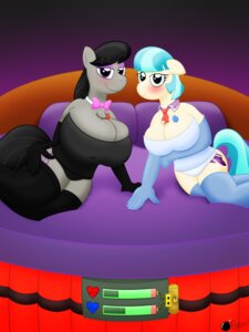 Rating: Questionable Score: 0 Tags: 3:4 absurd_res anthro anthrofied bed big_breasts blue_eyes blue_hair blush bomb bow_(feature) bow_tie breasts cardiac_monitor cleavage clothed clothing coco_pommel_(mlp) color_coded color_coded_hearts corset duo dynamite e621 equid equine explosives female friendship_is_magic furniture gloves grey_hair hair handwear hasbro heart_symbol hi_res horse huge_breasts legwear lingerie looking_at_viewer mammal medical_instrument my_little_pony octavia_(mlp) pillow pony ponyboom purple_eyes scientific_instrument smile stockings tnt topwear User: bunchy7s