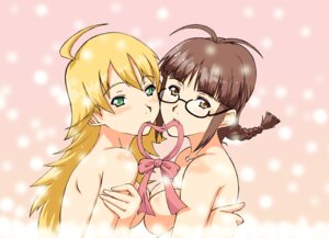 Rating: Explicit Score: 0 Tags: ahoge akizuki_ritsuko antenna_hair blonde_hair blush bow braid breast_press breasts brown_eyes brown_hair female female_only glasses green_eyes heart hiropon_(iianbe) hoshii_miki hug human idolmaster long_hair mouth_hold multiple_females multiple_girls nude ribbon rule34 single_braid symmetrical_docking yuri User: bunchy7s