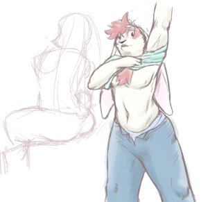 Rating: Questionable Score: 0 Tags: 2007 alan_white anthro chest_tuft clothed clothing e621 fur lagomorph leporid male mammal partially_clothed rabbit ritts slightly_chubby solo topless tuft undressing User: bunchy7s
