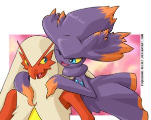 Rating: Safe Score: 0 Tags: anthro avian bird blaziken blue_eyes duo e621 female generation_3_pokemon generation_4_pokemon male mismagius nintendo one_eye_closed open_mouth orange_body pequedark-velvet pokemon pokemon_(species) purple_body spirit wink yellow_sclera User: bunchy7s
