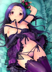 Rating: Questionable Score: 0 Tags: ahoge bed breasts elbow_gloves female gloves high_heels highres idolmaster lingerie lying miura_azusa mouth_hold navel nekomata_naomi panties purple_hair pussy red_eyes revision rule34 see-through shoes side-tie_panties solo thighhighs underwear User: bunchy7s