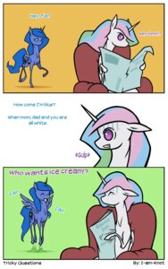 Rating: Safe Score: 0 Tags: 5:8 blue_body blue_eyes blue_feathers blue_fur bodily_fluids chair comic cutie_mark dialogue duo e621 english_text equid equine exclamation_point eyes_closed feathered_wings feathers female feral friendship_is_magic frown fur furniture hair hasbro hi_res horn humor i-am-knot jumping long_hair mammal multicolored_hair my_little_pony mythological_creature mythological_equine mythology open_mouth paper princess_celestia_(mlp) princess_luna_(mlp) purple_eyes question_mark recliner royalty simple_background sitting smile sweat teeth text white_body white_feathers white_fur winged_unicorn wings User: bunchy7s