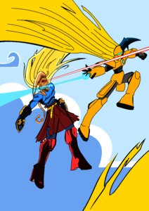 Rating: Safe Score: 0 Tags: action_pose angry armor blonde_hair boots bottomwear cape clothed clothing duo e621 female fight fighting_pose footwear full-length_portrait fully_clothed hair jonas-lion laser laser_eyes male outside portrait pose shoes simple_background skirt topwear User: bunchy7s