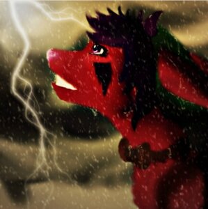 Rating: Safe Score: 0 Tags: ambiguous_gender black_hair black_markings bow_(feature) bow_tie canid canine cloud e621 electricity facial_markings feral fur hair head_markings horn lightning looking_up mammal markings outside overcast pink_nose raining red_body red_fur rinelle_(artist) side_view sky solo storm wet wet_body wet_fur User: bunchy7s