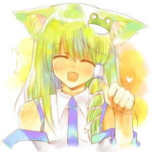Rating: Safe Score: 0 Tags: 1:1 2009 accessory alternate_species animal_humanoid blush cat_humanoid e621 eyes_closed fangs felid felid_humanoid feline feline_humanoid female frog_hair_accessory green_hair hair hair_accessory half-length_portrait heart_symbol humanoid humanoidized kurai_(artist) kurai_(campanella) mammal mammal_humanoid open_mouth open_smile paw_pose portrait pose sanae_kochiya simple_background smile solo teeth touhou white_background User: bunchy7s