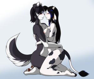 Rating: Questionable Score: 0 Tags: anthro belle_(cainesart) black_body black_fur black_hair blush bovid bovine breasts caine_(cainesart) cainesart canid canine canis cattle dairy_cattle digital_media_(artwork) domestic_dog duo e621 female fur hair hand_on_another's_butt hand_on_butt holstein_friesian_cattle hug male mammal nipples nude pawpads paws tail white_hair User: bunchy7s