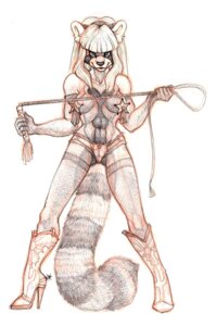 Rating: Questionable Score: 0 Tags: 5_fingers anthro biped boots breasts clothed clothing cowboy_boots dominatrix e621 female fingers fluffy fluffy_tail footwear front_view fur hair high_heeled_boots high_heels holding_object holding_whip looking_at_viewer mammal nipple_tassels pasties procyonid raccoon shoes simple_background sketch skimpy smile solo spurs standing star stripes tail tassels topless unknown_artist whip white_background User: bunchy7s