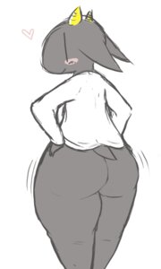Rating: Questionable Score: 0 Tags: 2_horns anthro big_butt blush bottomless bovid butt caprine clothed clothing e621 female fur goat grey_body grey_fur heart_reaction heart_symbol horn huge_butt looking_at_viewer looking_back looking_back_at_viewer mammal mangneto nan_(nq) nan_quest overweight overweight_anthro overweight_female pear-shaped_figure rear_view scut_tail shaking_butt shirt shirt_only short_tail simple_background smile solo standing tail topwear topwear_only white_background white_clothing white_shirt white_topwear wide_hips User: bunchy7s