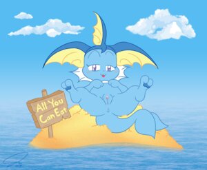 Rating: Explicit Score: 0 Tags: anus blue_body blue_skin cloud e621 eeveelution english_text female feral generation_1_pokemon genitals looking_at_viewer lying nintendo on_back outside pokemon pokemon_(species) presenting psyredtails purple_eyes sea sign sky solo tail text tongue vaporeon vulva water User: bunchy7s