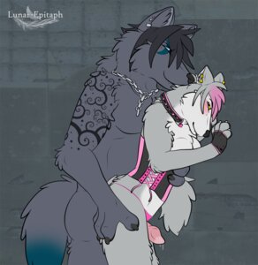 Rating: Explicit Score: 0 Tags: against_surface against_wall anthro anthro_on_anthro blush canid canine canis chain clothed clothing collar corset duo e621 ear_piercing erection female from_behind_position genitals lingerie lunar_epitaph male male/female mammal nude panties penis piercing sex tail thigh_sex topwear underwear wolf User: bunchy7s