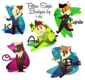 Rating: Safe Score: 0 Tags: 1950s_theme alternative_fashion anthro biped blue_theme canid canine character_badge_(artwork) clothed clothing digital_media_(artwork) e621 english_text fox full-length_portrait fully_clothed googie_aesthetic greaser green_theme group male mammal pink_theme populuxe portrait retro slickfox style_emulation text User: bunchy7s