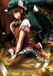 Rating: Safe Score: 0 Tags: animal_humanoid asian_mythology black_clothing black_legwear bottomwear bracelet brown_hair cat_humanoid cat_tail chen_(touhou) clothing coin e621 east_asian_mythology felid felid_humanoid feline feline_humanoid female fingernails gold_(metal) gold_coin hair hat headgear headwear humanoid japanese_mythology jewelry legwear long_fingernails looking_at_viewer mammal mammal_humanoid melee_weapon multi_tail mythology nails nekoarashi nekomata orange_eyes pantyhose ribbons single_ear_ring sitting skirt solo sword tail touhou treasure wariza weapon yokai User: bunchy7s
