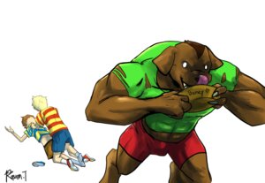 Rating: Questionable Score: 0 Tags: anthro blonde_hair boney_(earthbound) bowl bulge canid canine canis claus_(earthbound) clothing container domestic_dog e621 earthbound_(series) group growth hair human lucas_(earthbound) male mammal muscle_growth nintendo orange_hair pet_bowl simple_background unknown_artist User: bunchy7s