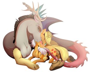 Rating: Safe Score: 0 Tags: 2014 5:4 applejack_(mlp) beard blonde_hair blue_body blue_feathers blush chimera clothing cuddling digital_media_(artwork) discord_(mlp) draconequus duo e621 earth_pony equid equine evehly facial_hair feathered_wings feathers female feral friendship_is_magic hair hasbro hat headgear headwear hi_res horse male male/female mammal membrane_(anatomy) membranous_wings my_little_pony one_eye_closed pony wings User: bunchy7s
