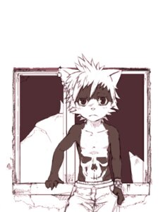 Rating: Safe Score: 0 Tags: alternative_fashion anthro arm_support canid canine clothed clothing e621 ear_piercing front_view frown hair kiske_7key looking_at_viewer male mammal markings monochrome piercing pockets punk short_hair simple_background slim solo stare thumb_in_pocket topless white_background window young young_anthro young_male User: bunchy7s