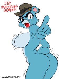 Rating: Questionable Score: 0 Tags: 2014 3:4 angry anthro bear big_breasts biped black_eyes black_nose blue_body blue_fur bouncing_breasts breast_jiggle breasts butt butt_jiggle chochi clothing crossgender digital_media_(artwork) e621 english_text exclamation_point eyewear fangs featureless_breasts female fingers fur glasses hat hat_only headgear headgear_only headwear headwear_only hi_res jiggling looking_at_viewer looking_back mammal mostly_nude mtf_crossgender open_mouth simple_background solo standing teeth text tom_preston white_background User: bunchy7s