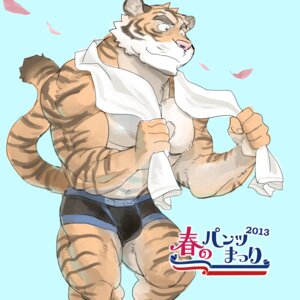 Rating: Questionable Score: 0 Tags: 1:1 anthro barazoku biceps biped black_clothing black_underwear boxer_briefs bulge clothed clothing e621 felid fur grin hi_res kemono male mammal markings muscular muscular_anthro muscular_male orange_body orange_fur pantherine paws pecs pink_nose pose simple_background smile solo standing stripes tail tiger topless towel unavailable_at_source underwear ちゅん User: bunchy7s