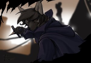 Rating: Safe Score: 0 Tags: anthro bleak_ambiance blurred_background canid canine canis cloak clothed clothing e621 fur grey_body grey_fur koul looking_at_viewer male mammal melee_weapon solo stiletto_(weapon) weapon wolf User: bunchy7s