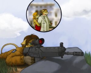 Rating: Safe Score: 0 Tags: 5:4 acog_scope anthro assassin assault_rifle blonde_hair brown_hair clothed clothing cloud day detailed_background digital_media_(artwork) dress e621 felid female grass green_eyes group gun hair imminent_death ipoke lol_comments lying male mammal on_front outside plant ranged_weapon rifle rock romantic romantic_couple scope sky sniper sniper_rifle solo_focus ssg-36 suit tail target weapon User: bunchy7s